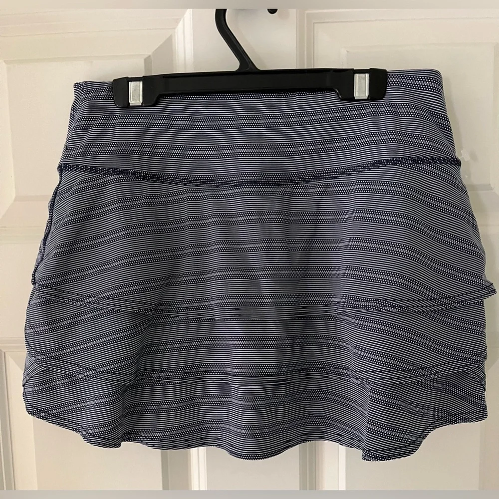 Athleta Blue Flutter Tiered Mini Tennis Skirt Size S Pickleball Activewear